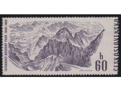 ČSR II 1969, Pof. 1780, (x) 60 h Tatry - Ganek, velký posun zoubkování - název státu vpravo místo vlevo