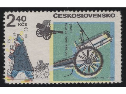 ČSR II 1970, Pof. 1838, (x) 2,40 Kčs Zbraně, velký posun všech HT barev, zejména žluté, stav po skartaci