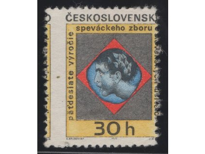 ČSR II 1971, Pof. 1892, (x) 30 h Pěvecký sbor, velký posun zoubkování doleva, stav po skartaci