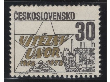 ČSR II 1973, Pof. 2012, (x) 30 h Únor, bez červené a modré