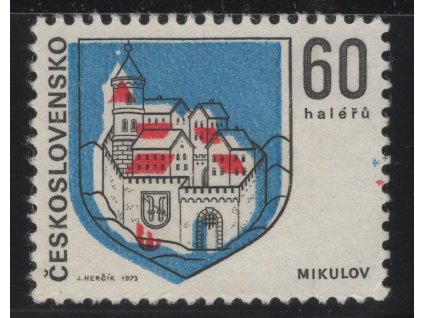 ČSR II 1973, Pof. 2032, (x) 60 h Mikulov, bez žluté barvy, posun ostatních HT barev
