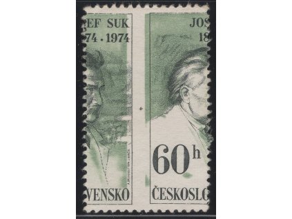 ČSR II 1974, Pof. 2063, (x) 60 h Suk, velký posun zoubkování - až do poloviny obrazu známky, dv