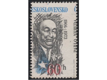 ČSR II 1974, Pof. 2064, (x) 60 h P. Neruda, velký posun zoubkování - jméno Nerudy vpravo místo vlevo