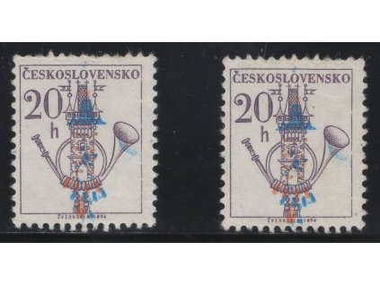 ČSR II 1974, Pof. 2110, (x) 20 h Emblémy, bez žluté HT barvy a výrazný posun ostatních HT barev, kzy, vyberte si