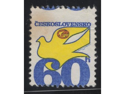 ČSR II 1974, Pof. 2113, (x) 60 h Emblémy, výrazný posun zoubkování až do nominální hodnoty, stav po skartaci, skvrna