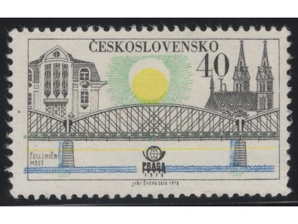 ČSR II 1978, Pof. 2317, (x) 40 h Mosty, výrazný posun žluté dolů ("spadlé Slunce")