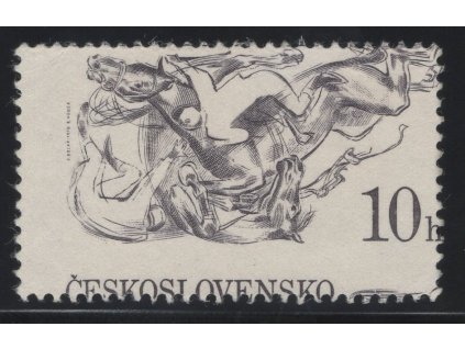 ČSR II 1978, Pof. 2340, (x) 10 h Dostihy, bez HT barev, silně posunuté zoubkování - název státu dole místo nahoře
