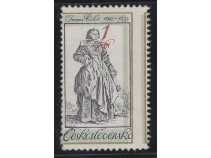 ČSR II 1983, Pof. 2623, (x) 1 Kčs Kostýmy, posun zoubkování až do obrazu známky, posun hnědé - nominální hodnota je v kresbě postavy