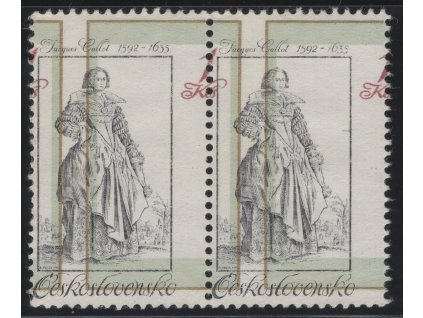 ČSR II 1983, Pof. 2623, (x) 1 Kčs Kostýmy, 2-páska s velkým posunem zoubkování a velkým posunem HT barev