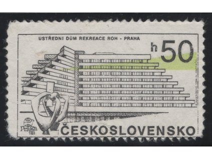 ČSR II 1988, Pof. 2853, (x) 50 h Praha - současná, bez modré a fialové HT barvy, výrazný posun zelené, posun zoubkování - dole až k obrazu známky, stav po skartaci