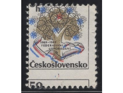 ČSR II 1989, Pof. 2874, (x) 50 h Federace, vzájemný posun barev a zoubkování - polovina nominální hodnoty nahoře a polovina dole