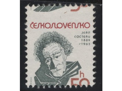 ČSR II 1989, Pof. 2881, (x) 50 h Cocteau, velký posun zoubkování - polovina nominální hodnoty je dole a polovina nahoře