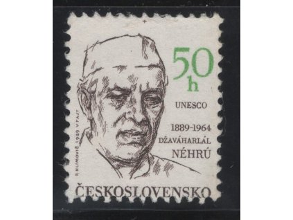 ČSR II 1989, Pof. 2883, (x) 50 h Nehrú, posun zoubkování - dole až do názvu státu