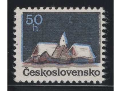 ČSR II 1990, Pof. 2960, (x) 50 h Vánoce, posun modré HT barvy - "modré střechy"