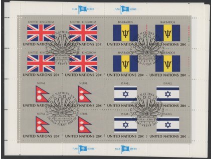 OSN - New York 1983, Mi. 422-37, O Vlajky (IV), čtyři celé přepážkové listy s razítkem dne vydání