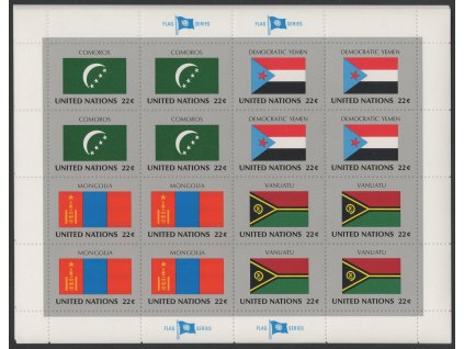 OSN - New York 1987-8, Mi. 524-(568), xx Vlajky (VIII+IX), osm celých přepážkových listů