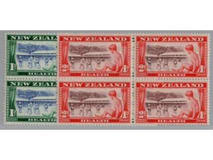Nový Zéland 1948, Mi. 305-6, xx/x 1 - 2d (čtyřblok)