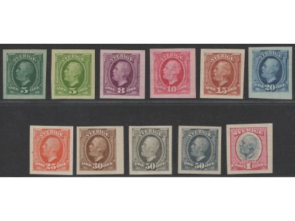 Švédsko 1891, Mi. 41-9 U, xx Oskar - nezoubkované, včetně 41 a 48 a+b, ojediněle dvl, zcela ojedinělá nabídka!