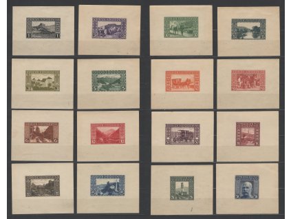 Rakousko - Bosna Hercegovina 1906, Mi. 29-44, (x) Výplatní, zkusmé tisky v původních barvách, v podobě aršíků