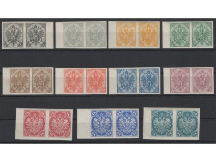 Rakousko - Bosna Hercegovina 1900, Mi. 10-23 U, x kompletní série všech 11 existujících nezoubkovaných hodnot, v krajových dvoupáskách, dvl