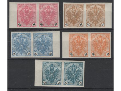 Rakousko - Bosna Hercegovina 1901, Mi. 24-28 U, x kompletní série v nezoubkovaných krajových dvoupáskách