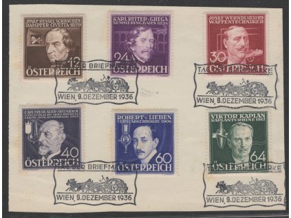Rakousko 1936, Mi. 632-7, △ Vynálezci, dv
