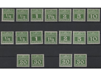 Rakousko - Levanta Doplatní 1909, Mi. P6-14ay + by, xx slabý a obyčejný papír, kompetní soubor, luxusní!