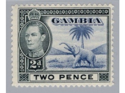 Gambie 1938, Mi. 127, xx 2 d Slon