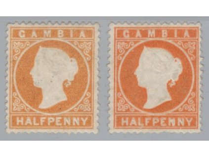 Gambie 1880, Mi. 5, (x) 1/2 d, 2 ks - odstíny světlý + tmavý