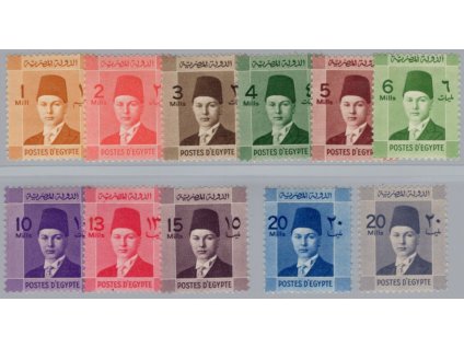 Egypt 1937, Mi. 223-33, xx Faruk