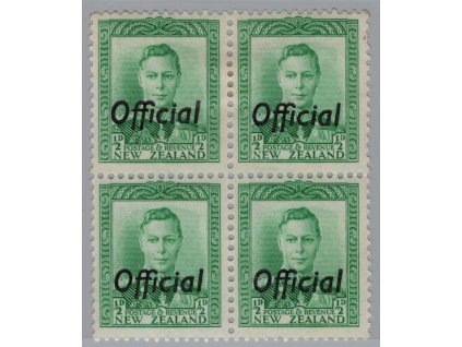 Nový Zéland Služební 1938, Mi. 52, xx/x 1/2d (čtyřblok)