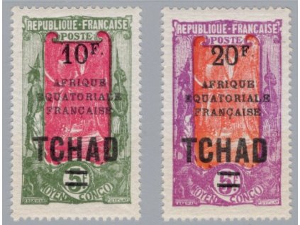Čad 1925, Mi. 43-4, x 10 a 20 F přetisk, vl - sleva!