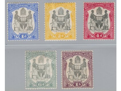 Britská střední Afrika 1897, Mi. 42-6, x 1 d - 1 s, těžké nálepky - sleva!
