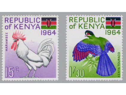 Keňa 1964, Mi. 15 + 18, xx 15 c a 1,3 s Ptáci