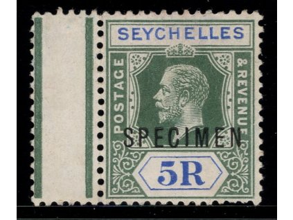 Seychely 1917, Mi. 89, x 5 R, s "kuponem", SPECIMEN, koncovka