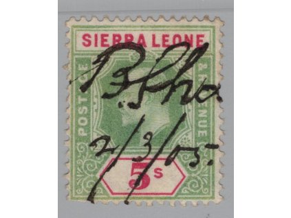 Sierra Leone 1903, Mi. 53, X 5 s, fiskální přepis