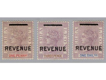 Sierra Leone Kolky 1884, 3 ks, x/(x) 1 d - 1 s, sleva!