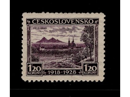ČSR I 1928, Pof. 238B, xx 1,20 Kč Jubilejní, Řz 12 1/4, kzy, dvl