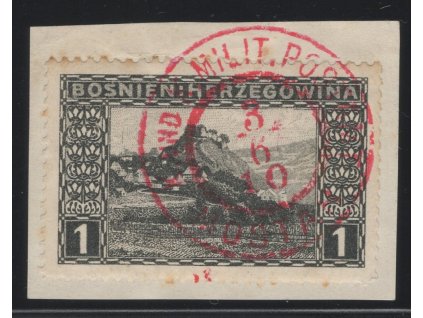 38137 rakousko bosna hercegovina 1906 mi 29 1 h vyplatni s cervenym razitkem