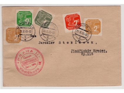 BuM 1943, ⌧︎ filatelistický výrobek, vyplaceno jako dopis 1,20 K