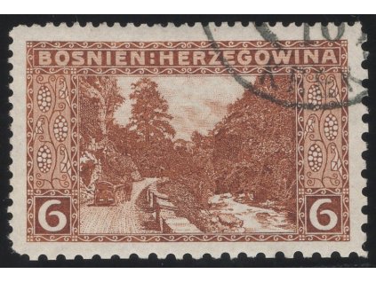 Rakousko - Bosna a Hercegovina 1906, Mi. 33, O 6 h, Řz 12:9:9:12