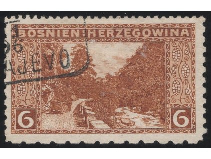 Rakousko - Bosna a Hercegovina 1906, Mi. 33, O 6 h, Řz 12:9:6:9