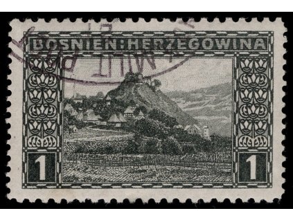 Rakousko - Bosna a Hercegovina 1906, Mi. 29, O 1 h, Řz 10:12:10:12