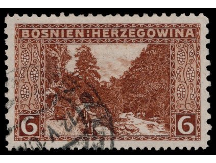 Rakousko - Bosna a Hercegovina 1906, Mi. 33, O 6 h, Řz 10:9:12:9