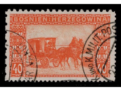 Rakousko - Bosna a Hercegovina 1906, Mi. 39, O 40 h, Řz 9:12:12:6