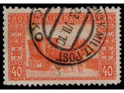 Rakousko - Bosna a Hercegovina 1906, Mi. 39, O 40 h, Řz 9:12:10:10