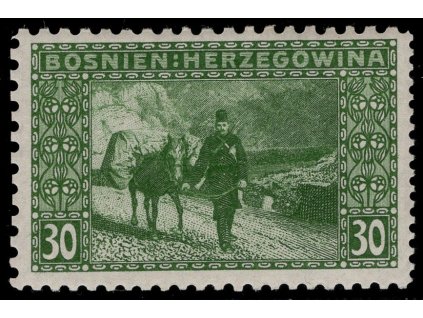 Rakousko - Bosna a Hercegovina 1906, Mi. 37, x 30 h, Řz 9:12:10:9