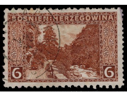 Rakousko - Bosna a Hercegovina 1906, Mi. 33, O 6 h, Řz 9:12:9:9