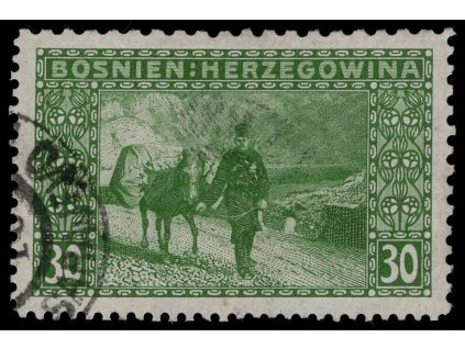 Rakousko - Bosna a Hercegovina 1906, Mi. 37, O 30 h, Řz 9:10:12:12