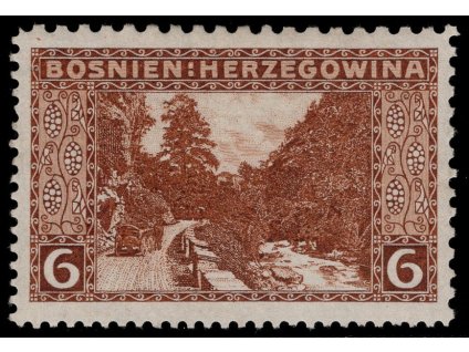 Rakousko - Bosna a Hercegovina 1906, Mi. 33, x 6 h, Řz 9:10:12:12